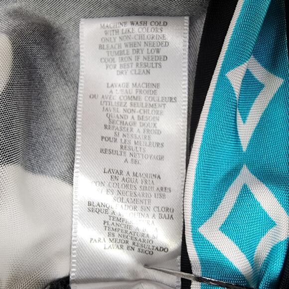 BCBGMAXAZRIA Skirt Womens S Black White Blue Floral Stretch Rayon Casual Pencil - Picture 7 of 11